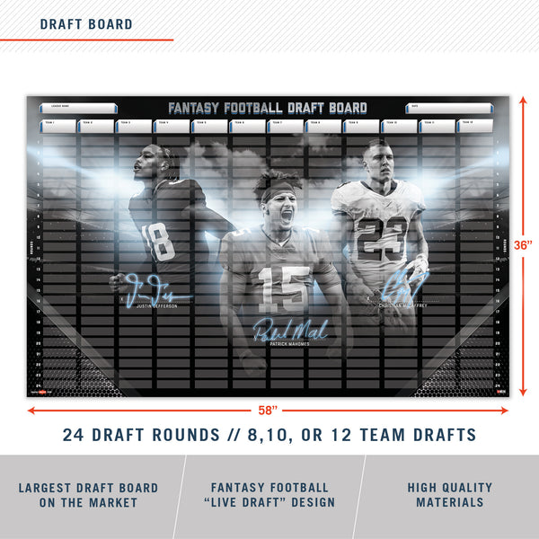: Fantasy Football Draft Board 2023-2024 Kit, 580 Player
