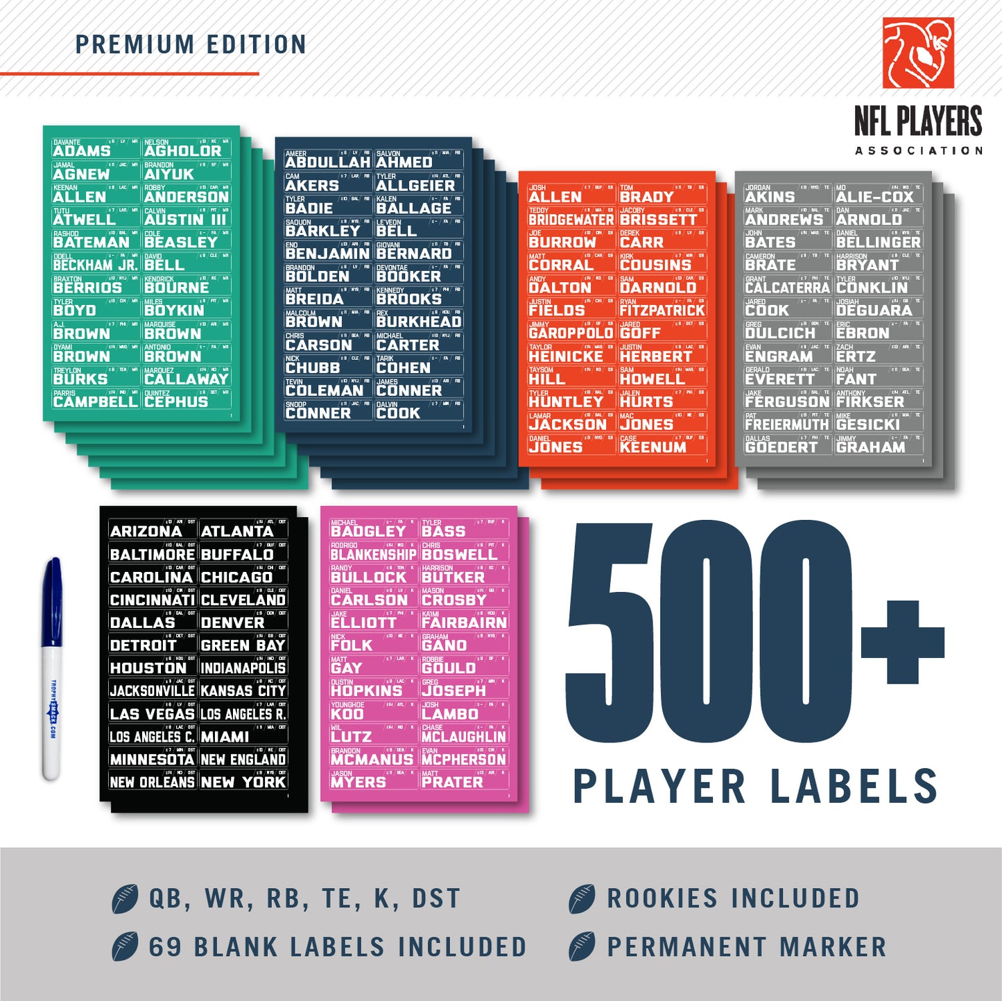 2025 Fantasy Footballers Draft Board Kit - 12, 10, 8 team