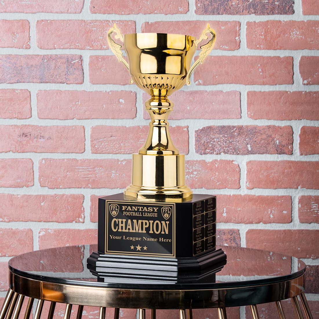15" Perpetual Fantasy Football Trophy - Gold Cup