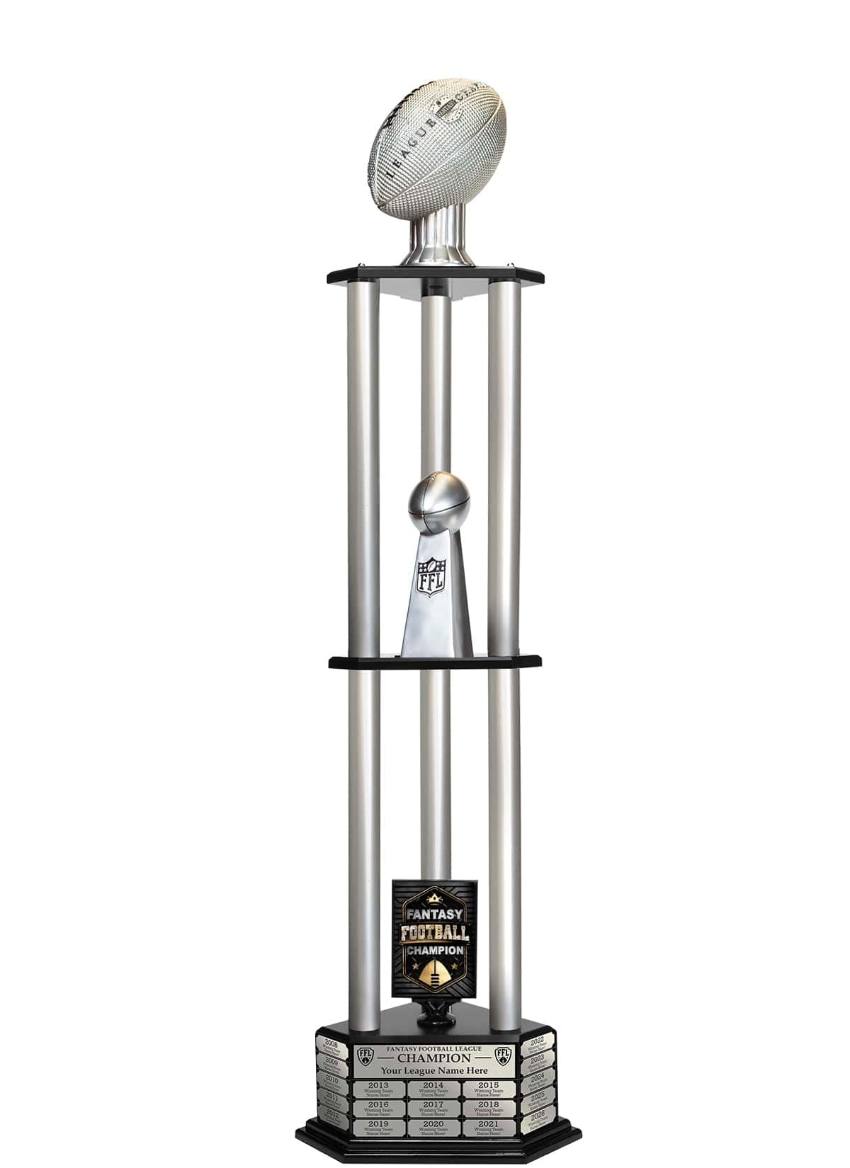 26"-56" Football Trophy- Silver - Perpetual Base