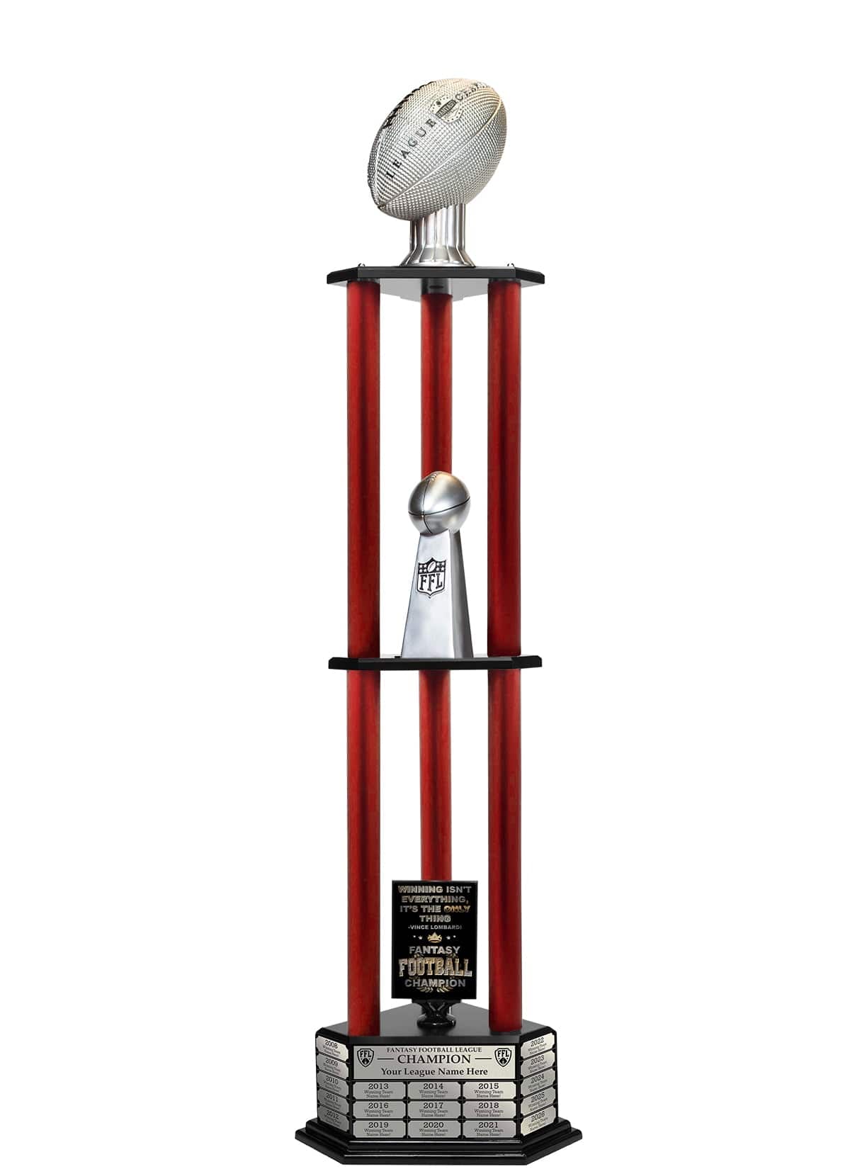 26"-56" Football Trophy- Silver - Perpetual Base