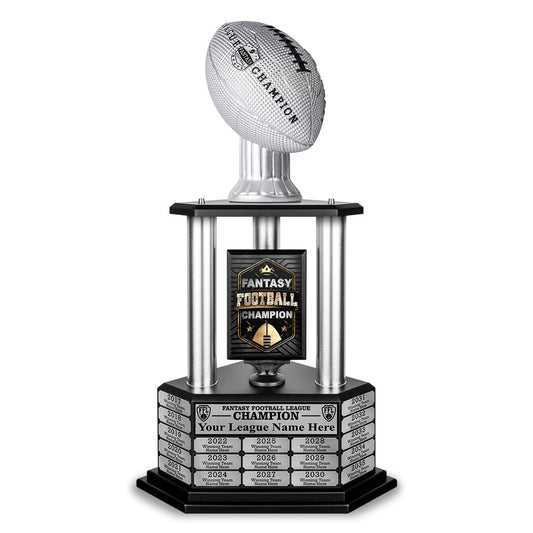 26"-56" Football Trophy- Silver - Perpetual Base
