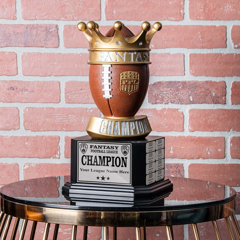 15" Perpetual Fantasy Football Trophy -  Golden Crown Football