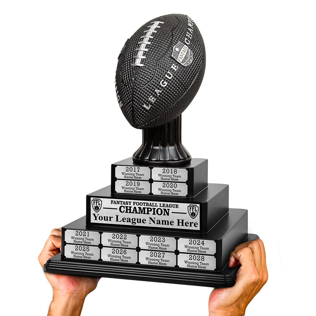 TrophySmack 17" Fantasy Football Tiered Perpetual Trophy - Silver Engravings