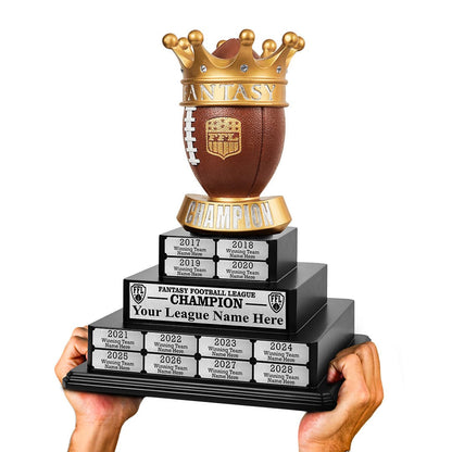 TrophySmack 17" Fantasy Football Tiered Perpetual Trophy - Silver Engravings