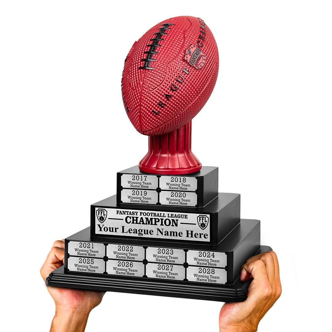 TrophySmack 17" Fantasy Football Tiered Perpetual Trophy - Silver Engravings