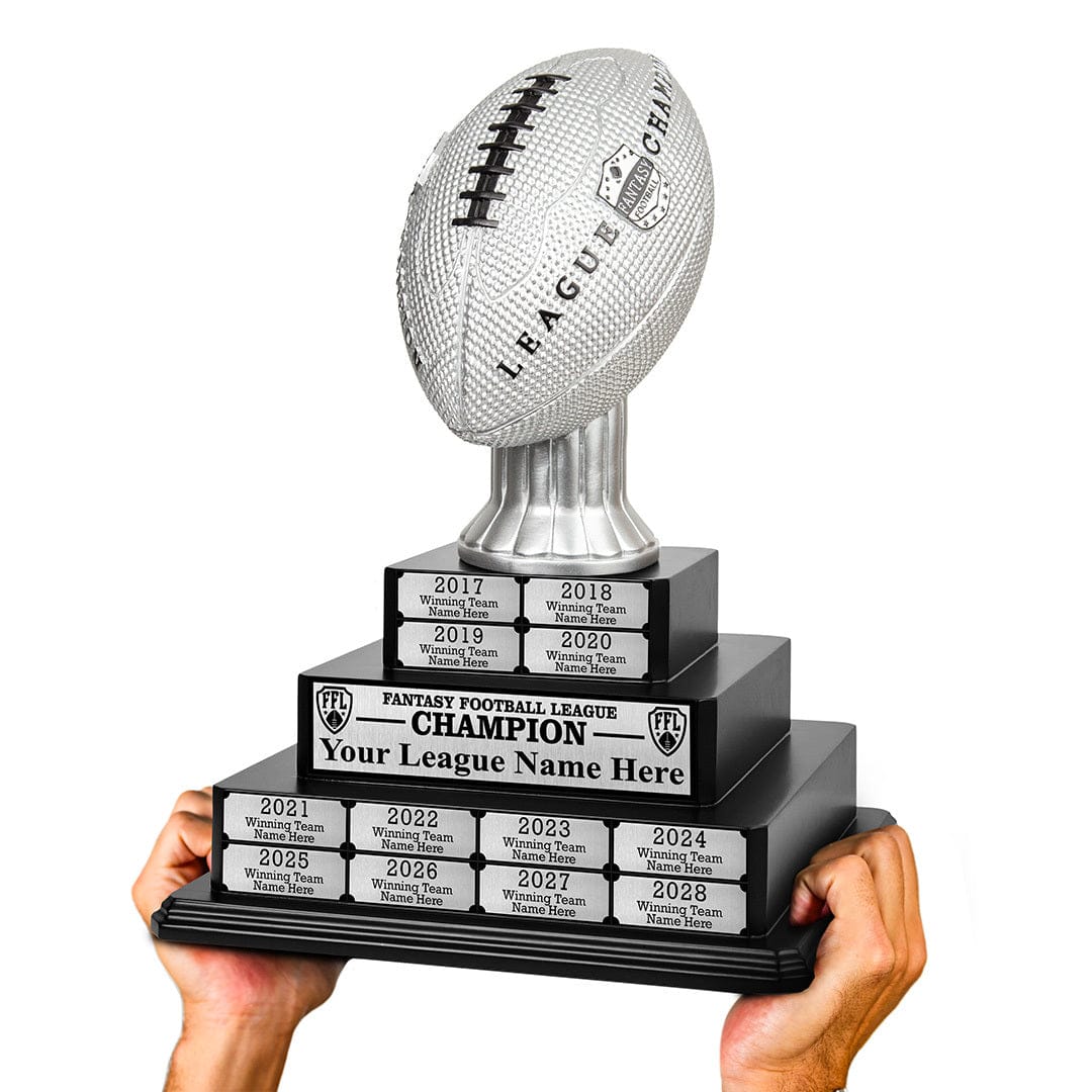 TrophySmack 17" Fantasy Football Tiered Perpetual Trophy - Silver Engravings