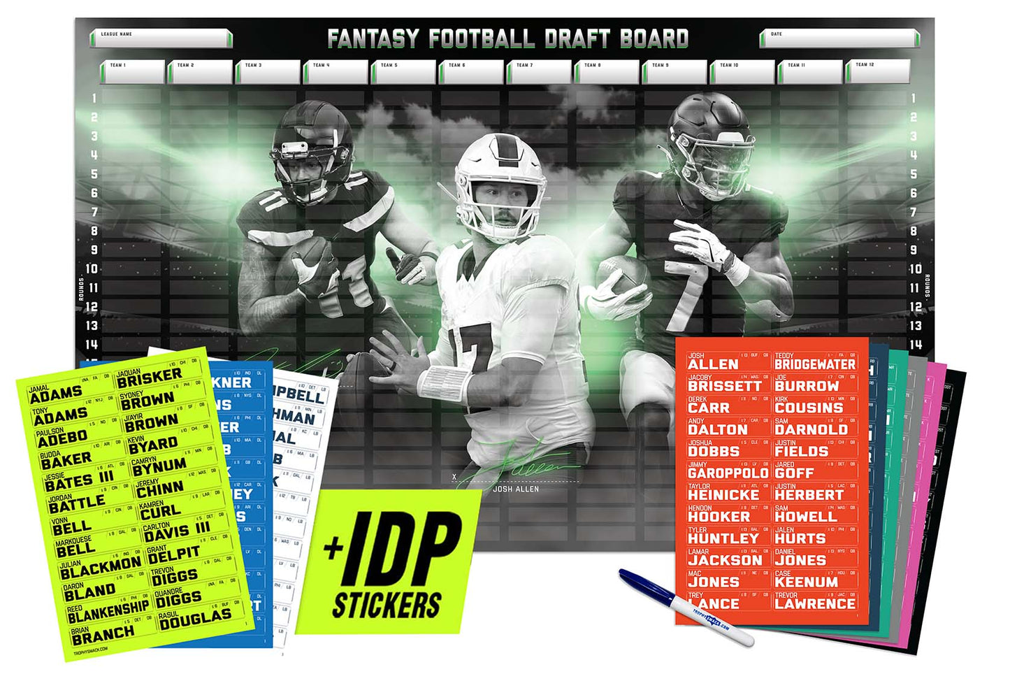 2026 NFL Superstar Fantasy Football Draft Board Kit - 12, 10, 8 team