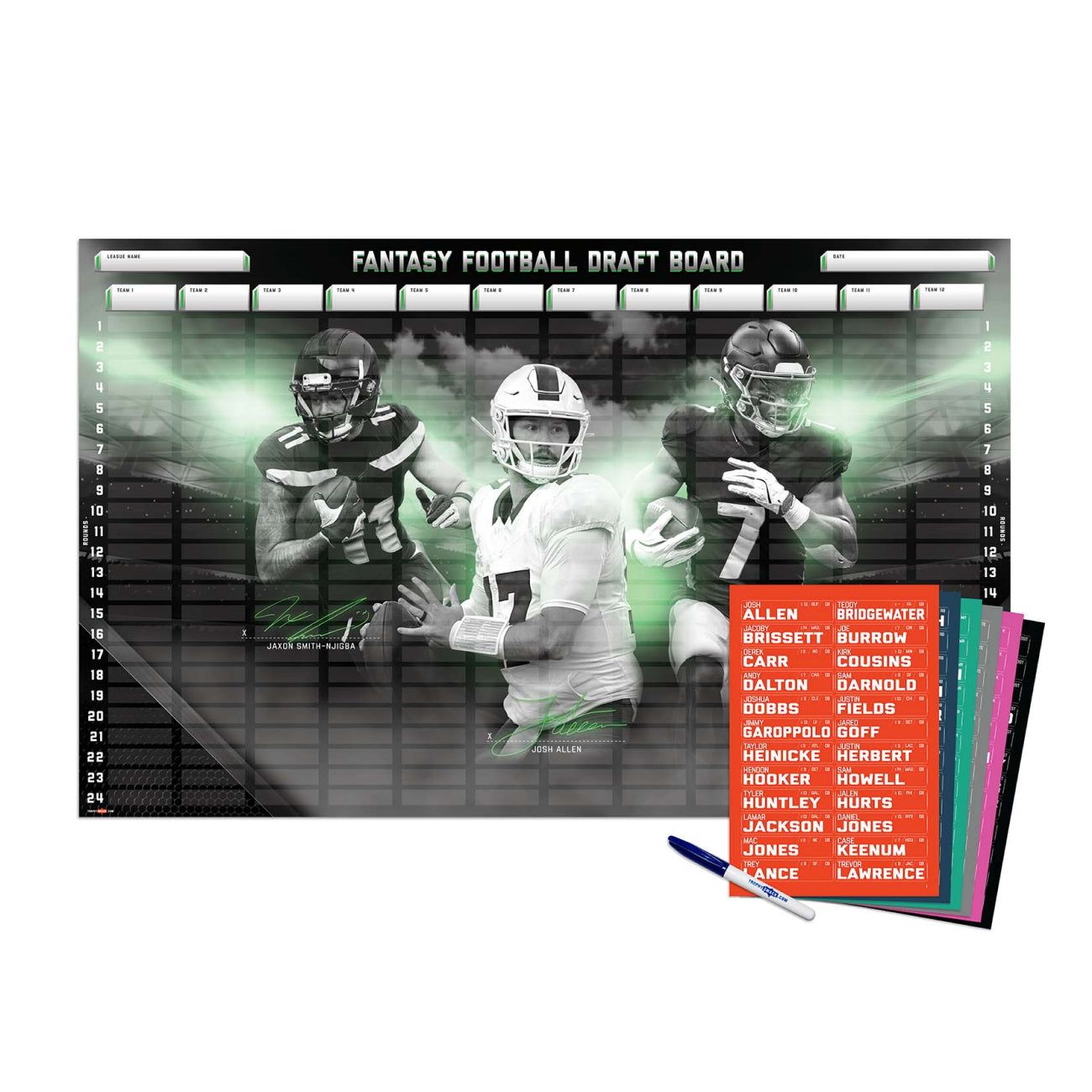 2026 NFL Superstar Fantasy Football Draft Board Kit - 12, 10, 8 team