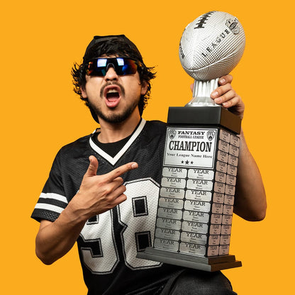 TrophySmack 24" Fantasy Football Perpetual Trophy Tower - Silver Engravings