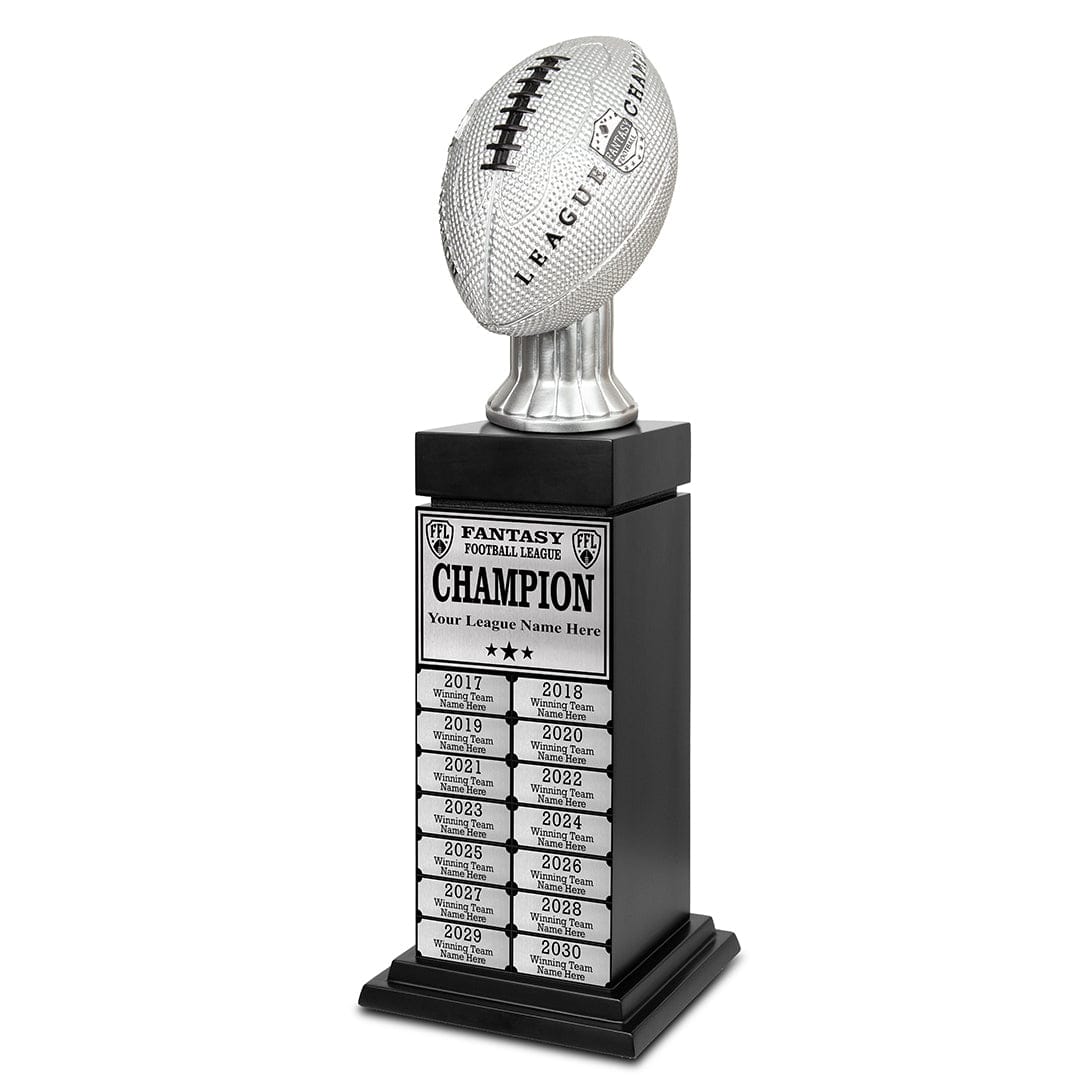TrophySmack 24" Fantasy Football Perpetual Trophy Tower - Silver Engravings
