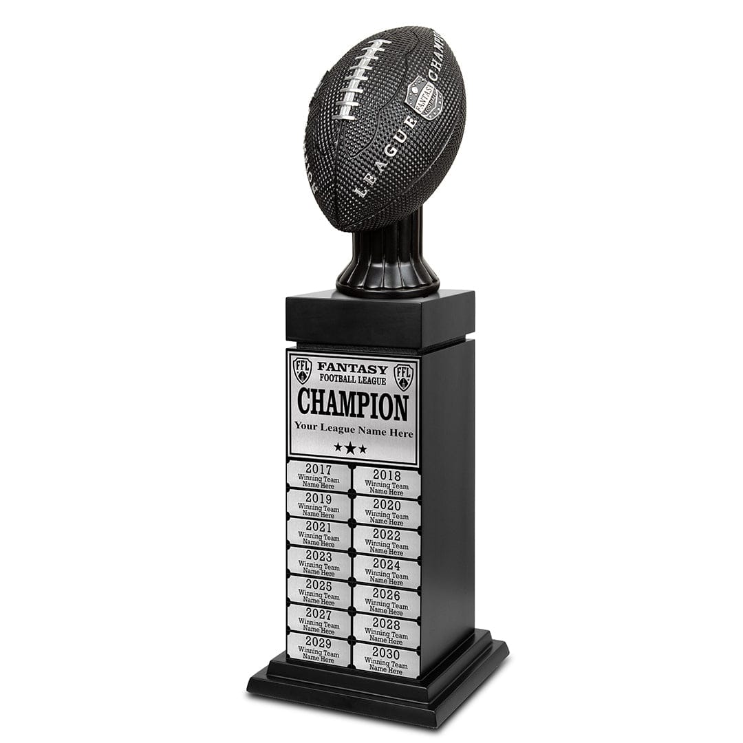 TrophySmack 24" Fantasy Football Perpetual Trophy Tower - Silver Engravings