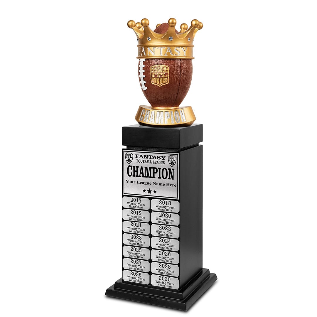 TrophySmack 24" Fantasy Football Perpetual Trophy Tower - Silver Engravings
