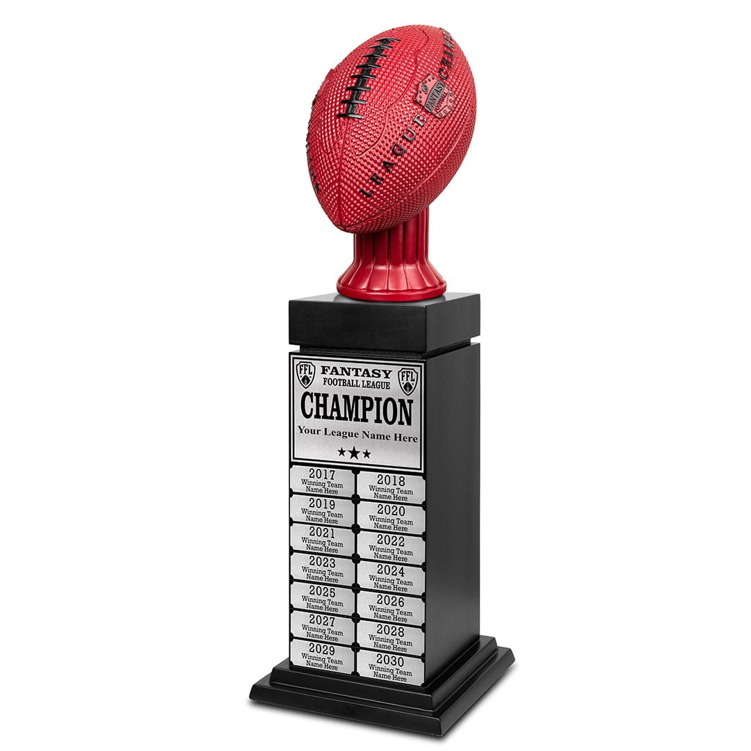TrophySmack 24" Fantasy Football Perpetual Trophy Tower - Silver Engravings