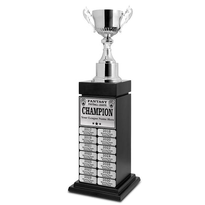 TrophySmack 24" Fantasy Football Perpetual Trophy Tower - Silver Engravings