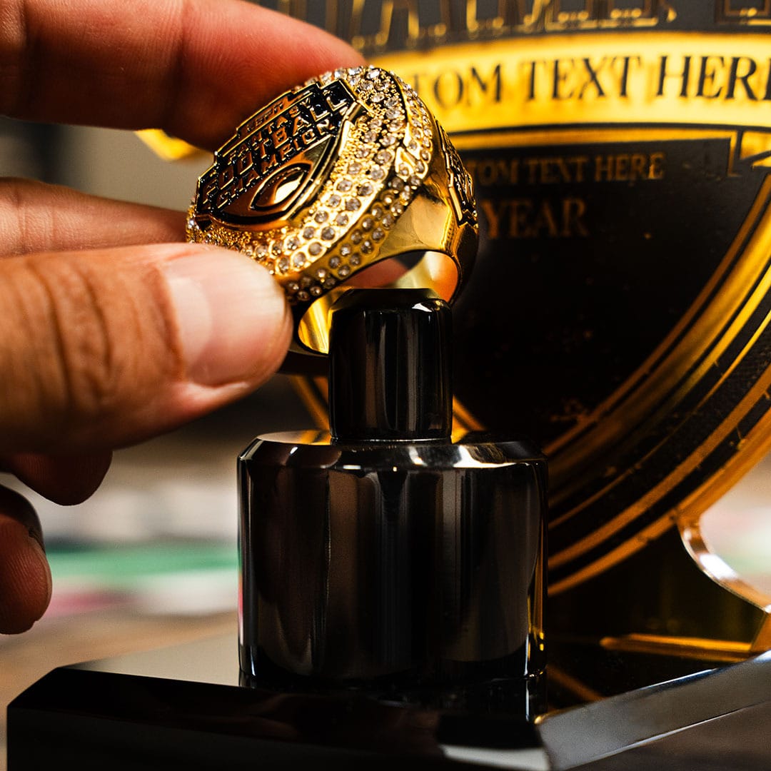 TrophySmack 7" Fantasy Football Championship Ring Display Bundle