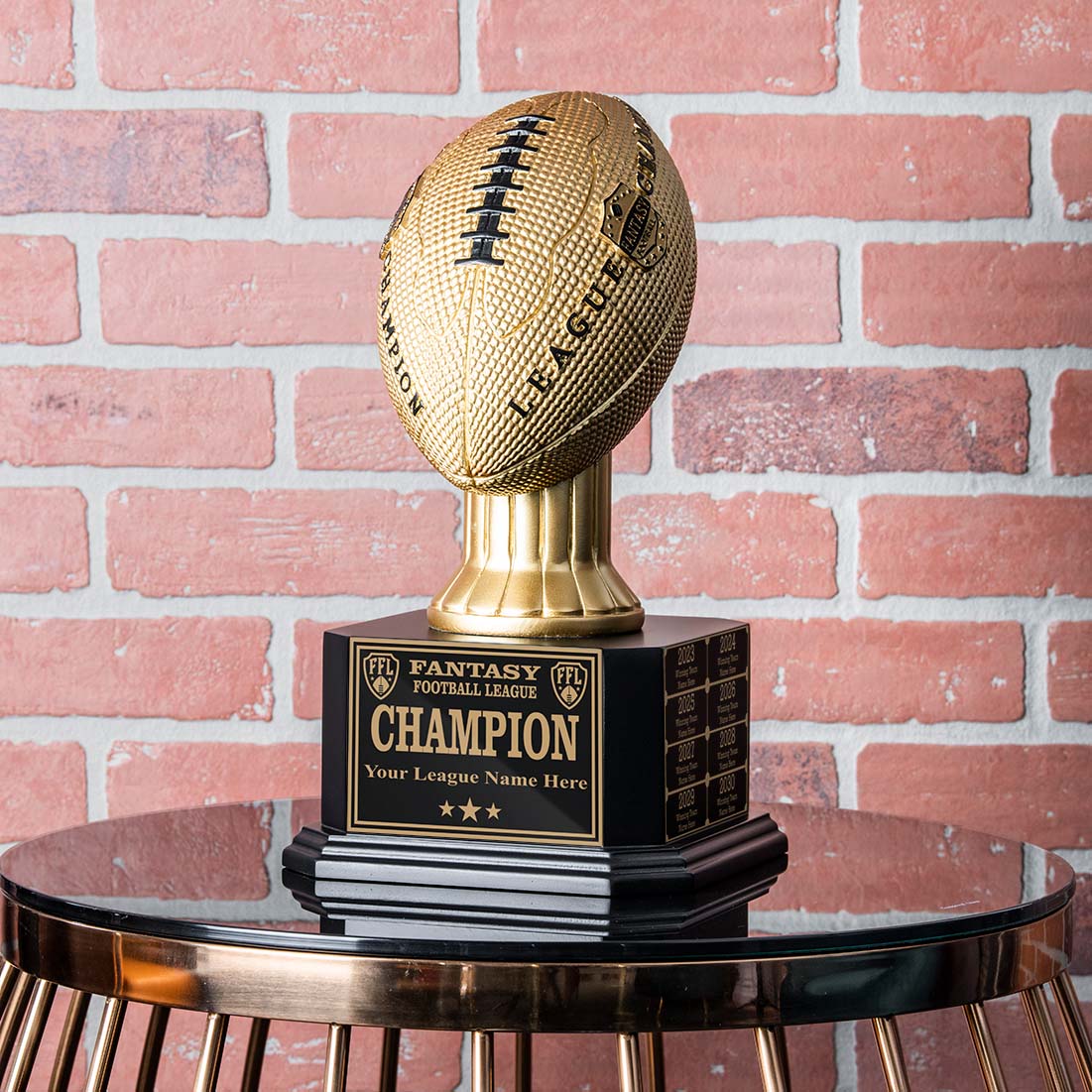 TrophySmack 15" Perpetual Fantasy Football Trophy - Gold Football